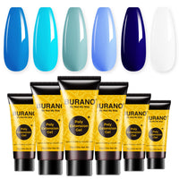 BURANO Poly Extension Gel Nail Kit, 6 Colors Nail Poly Nails Builder Gel Set for Beginner & Professional Using, Poly Nail Gel Kits DIY Starter Kit Nail Art Gift (Blue)