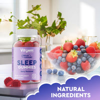 Vitgem Sleeping 60 Gummies for Adults UK - Natural Night Time Support with Magnesium, Ashwagandha & L-Theanine - Non-Drowsy Herbal Sleep Support - Vegan, Sugar Free Berry Flavour (2 Month Supply)