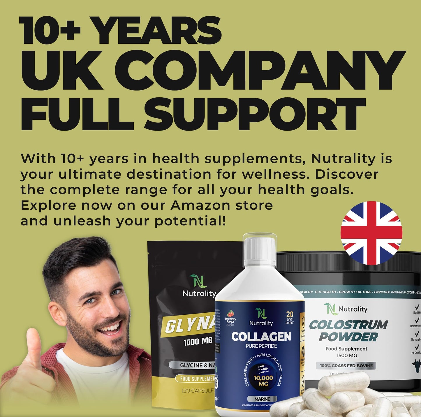 Nutrality Glynac Supplement 120 Capsules 1000mg | Vegetarian Friendly Anti-Aging Glutathione Formula with Glycine and NAC, for Enhanced Health, Wellness | Promotes Youthful Aging, Vitality