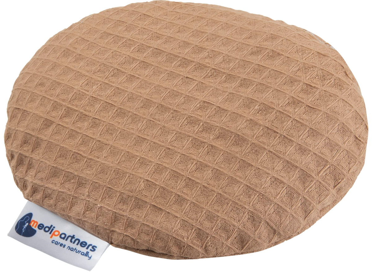 Medi Partners Cherry Stone Cushion Heat Pillow for Babies 180g Round 15cm Eco Natural 100% Cotton Heat and Cold Therapy Massage Therapy (Brown)