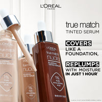 L'Oreal Paris L'Oréal Paris Nude Tinted Serum for Face, Plumping and Hydrating Face Makeup, 1 Percent Pure Hyaluronic Acid, Nude Foundation to Cover, Replumps and Hydrates Skin in One Hour, Shade 4-5 Medium