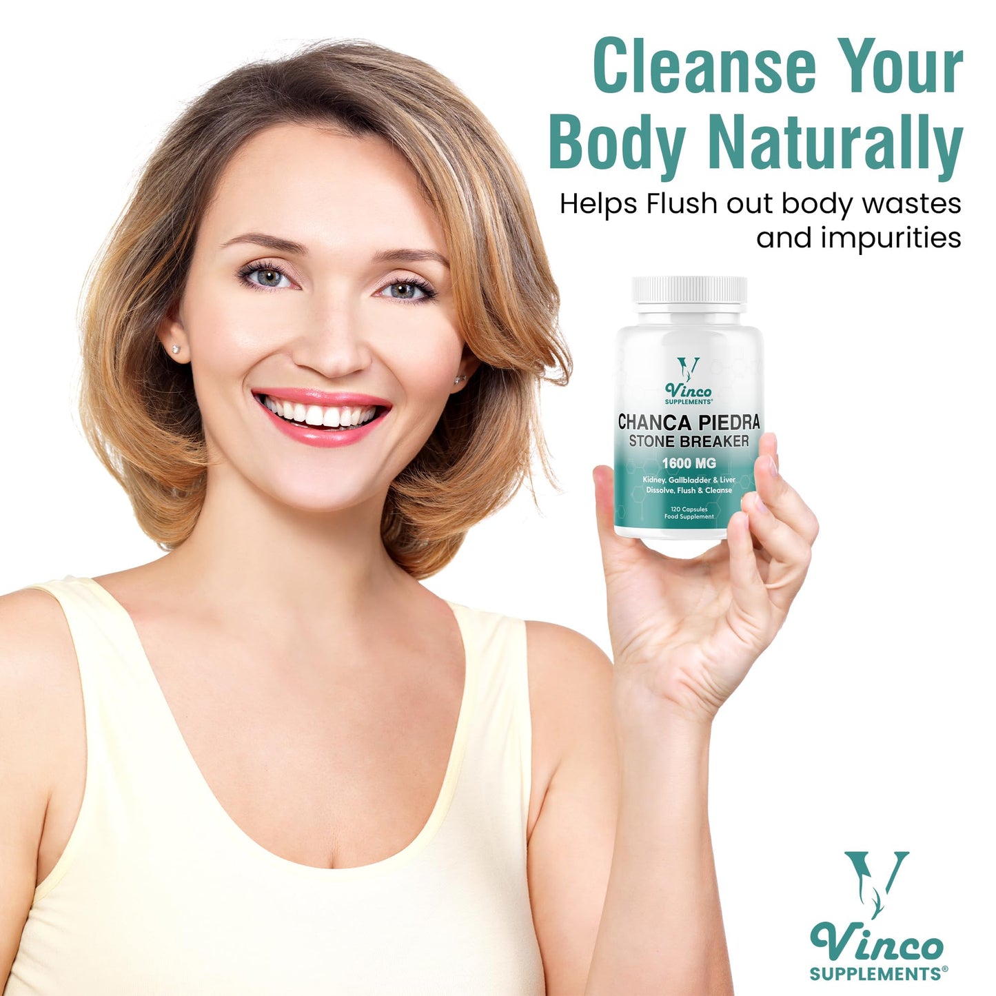 Vinco Supplements Vinco Chanca Piedra Capsules - Stone Breaker -1600mg – 120 Capsules - Peruvian Source - Kidney Stone Crusher Gallbladder Support - Dissolve, Flush & Cleanse - Made in The UK