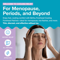 BeYou Cooling Forehead Patch for Hot Flashes, Menopause, Head discomfort, Head Tension - Infused with Basil & Rosemary - Designed specifically for hot Flashes