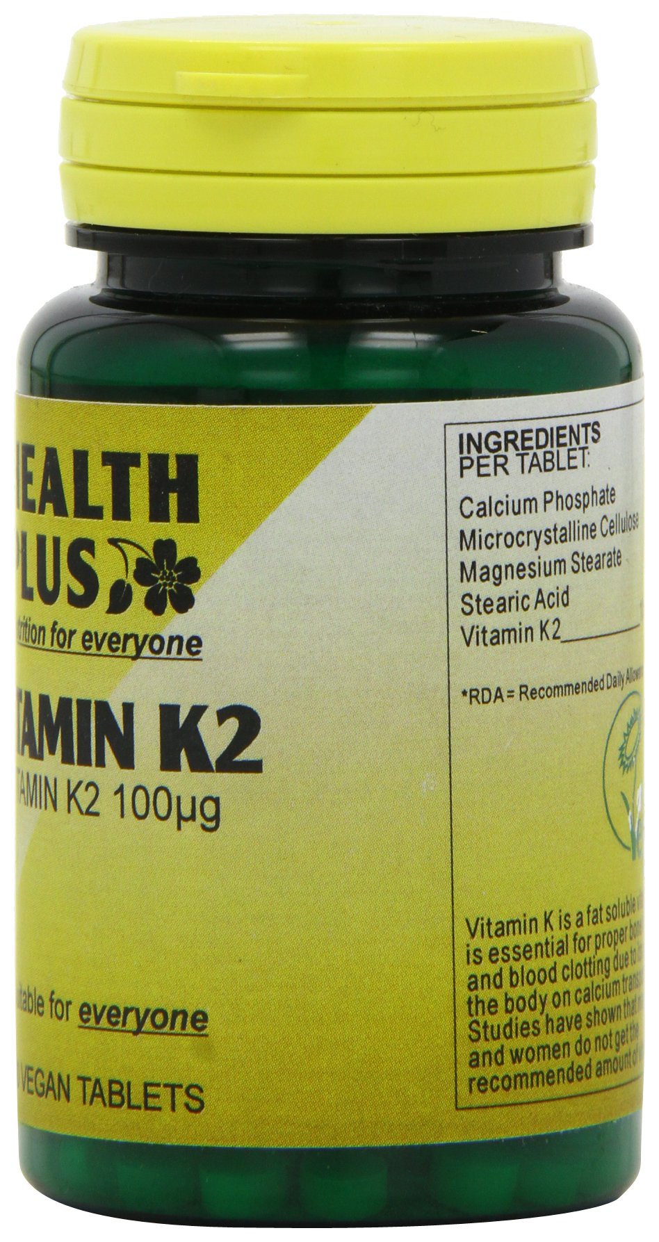 Health Plus Vitamin K2 100µg Joint and Bone Health Supplement - 60 Tablets