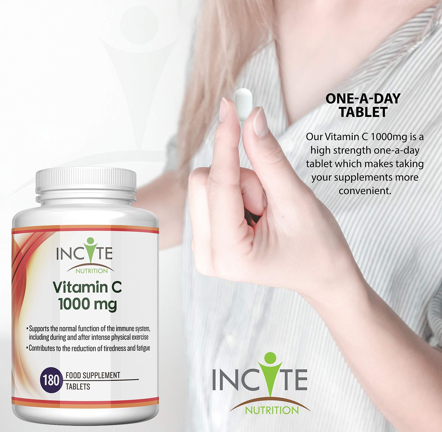 Vitamin C 1000mg | 180 Premium Tablets (6 Month’s Supply) | High Dose Quality Ascorbic Acid | Suitable for Vegetarian & Vegans| Made in The UK by Incite Nutrition®