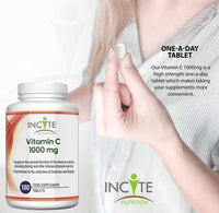 Vitamin C 1000mg | 180 Premium Tablets (6 Month’s Supply) | High Dose Quality Ascorbic Acid | Suitable for Vegetarian & Vegans| Made in The UK by Incite Nutrition®