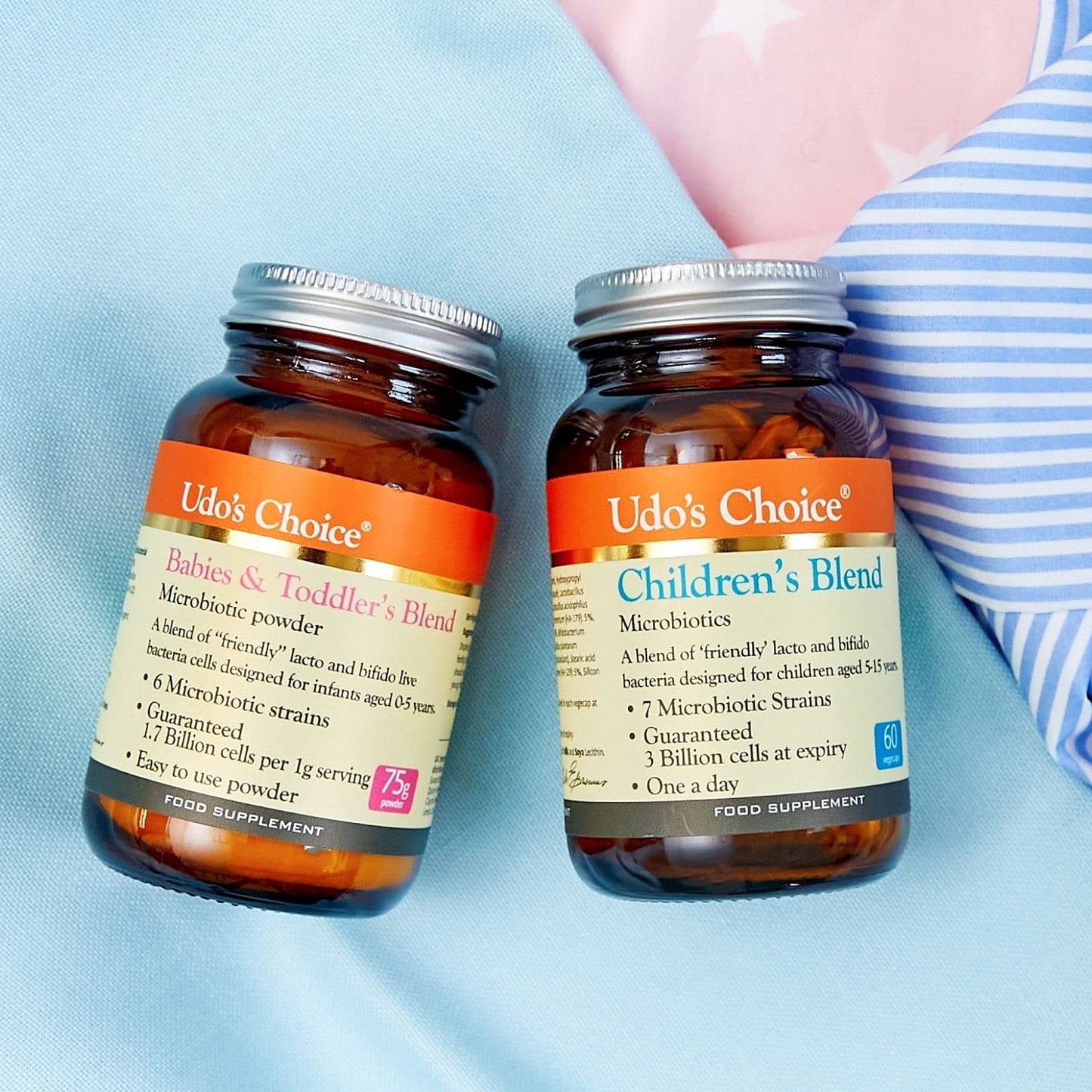 Udo's Choice Babies & Toddlers Blend Probiotics - 6 Microbiotic Strains - Lacto & Bifido Bacteria - Easy to Use Powder - Infants 0-5yrs - 75g Powder