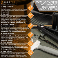 Kobe K-Pro Detangling Paddle Brush - Scalp Massager for Wet/Dry Hair - CushionFlex Technology - Pain-Free Knot Removal - Type 1-4 Hair & Extensions - Ideal for daily use