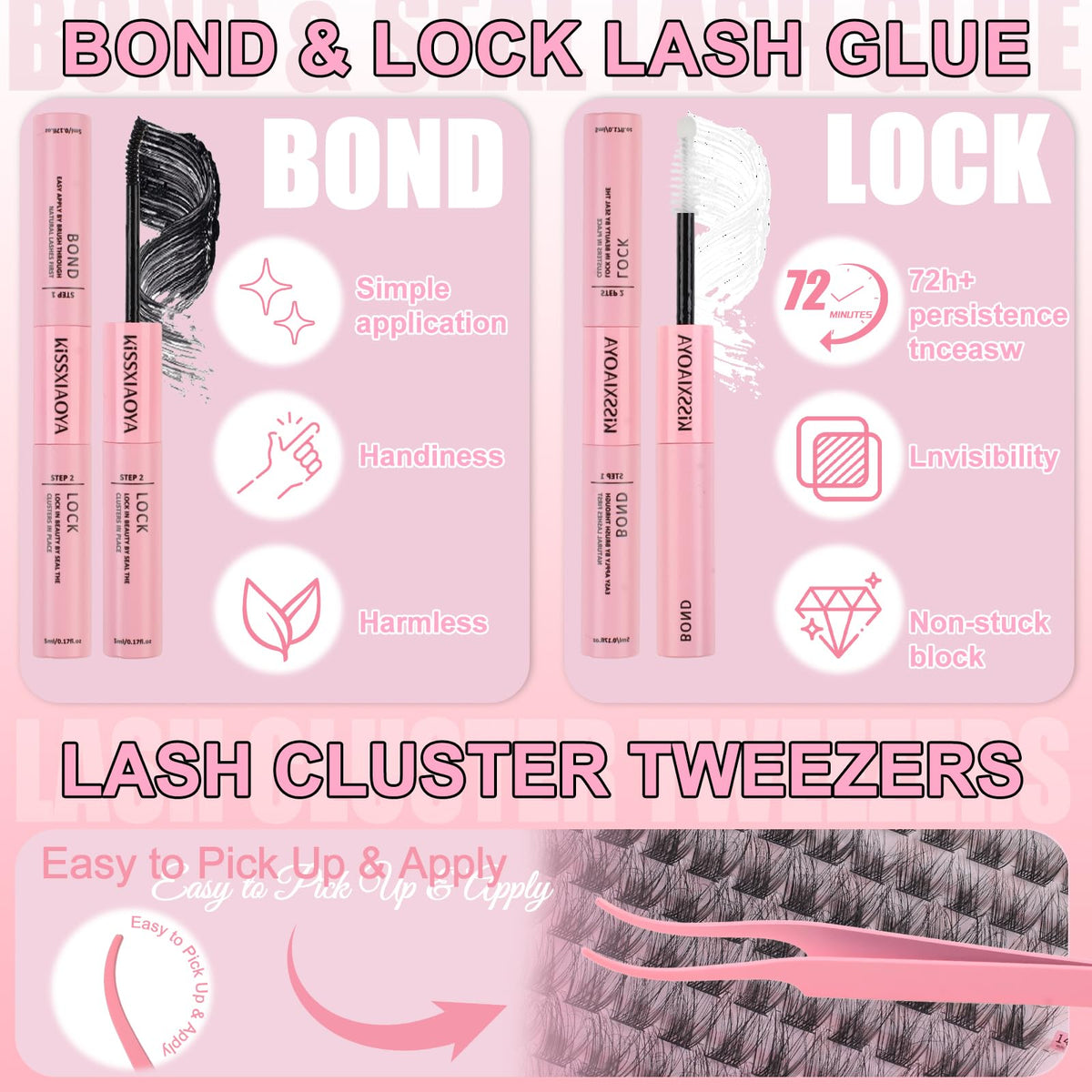 LYMYBETY 168Pcs Individual Eyelashes Kit D Curl 10-18mm Lash Clusters with Lash Bond & Seal & Remover &Tweezers DIY Eyelash Extensions for DIY at Home (T02 KIT, 10-18 mm)