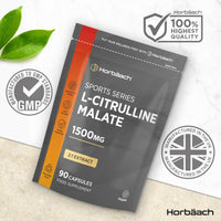 Horbäach L Citrulline Malate Capsules | High Strength 1500mg Supplement for Men and Women | 2:1 Extract | 90 Count | Suitable for Vegans & Vegetarians | by Horbaach