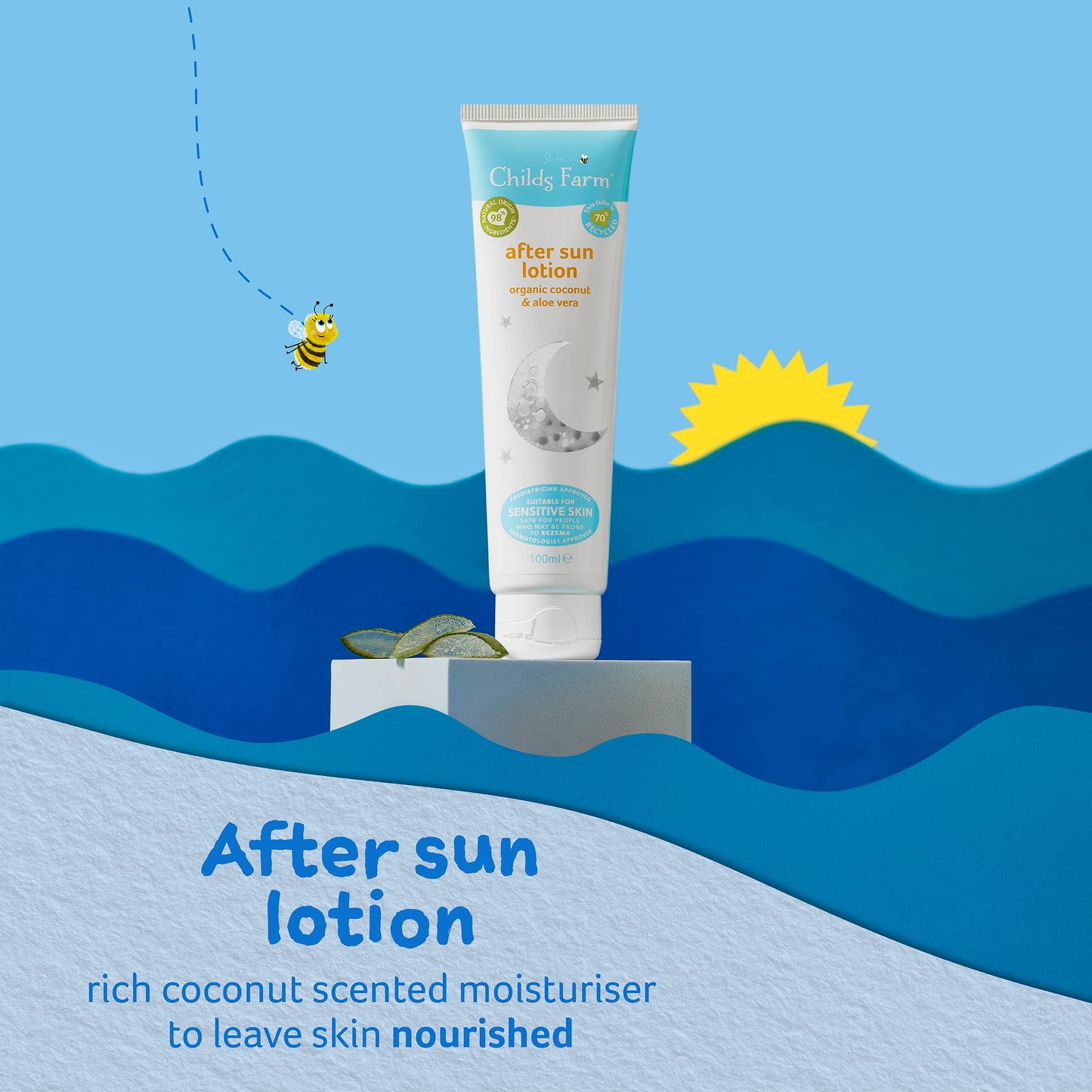 Childs Farm | Kids And Baby After Sun Cream 100 Ml With Organic Coconut | Soothing & Moisturising | Suitable Sensitive Skin