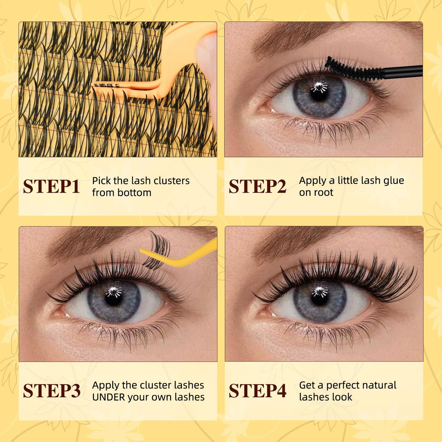 QUEWEL Manga Cluster Lashes Natural Look D Curl Wispy Eyelash Clusters Mix 10-18mm, Eyelashes Individual DIY Lash Extensions at Home (QU41)