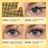 QUEWEL Manga Cluster Lashes Natural Look D Curl Wispy Eyelash Clusters Mix 10-18mm, Eyelashes Individual DIY Lash Extensions at Home (QU41)