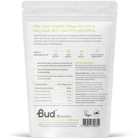 Bud Vegan Omega 3 Supplements - High-Strength DHA EPA & DPA - Premium Plant-Based Algae Oil Omega 3 - Omega Supports Brain, Eye & Heart Health - 60 Omega 3 Vegan Capsules (1 Month Supply)