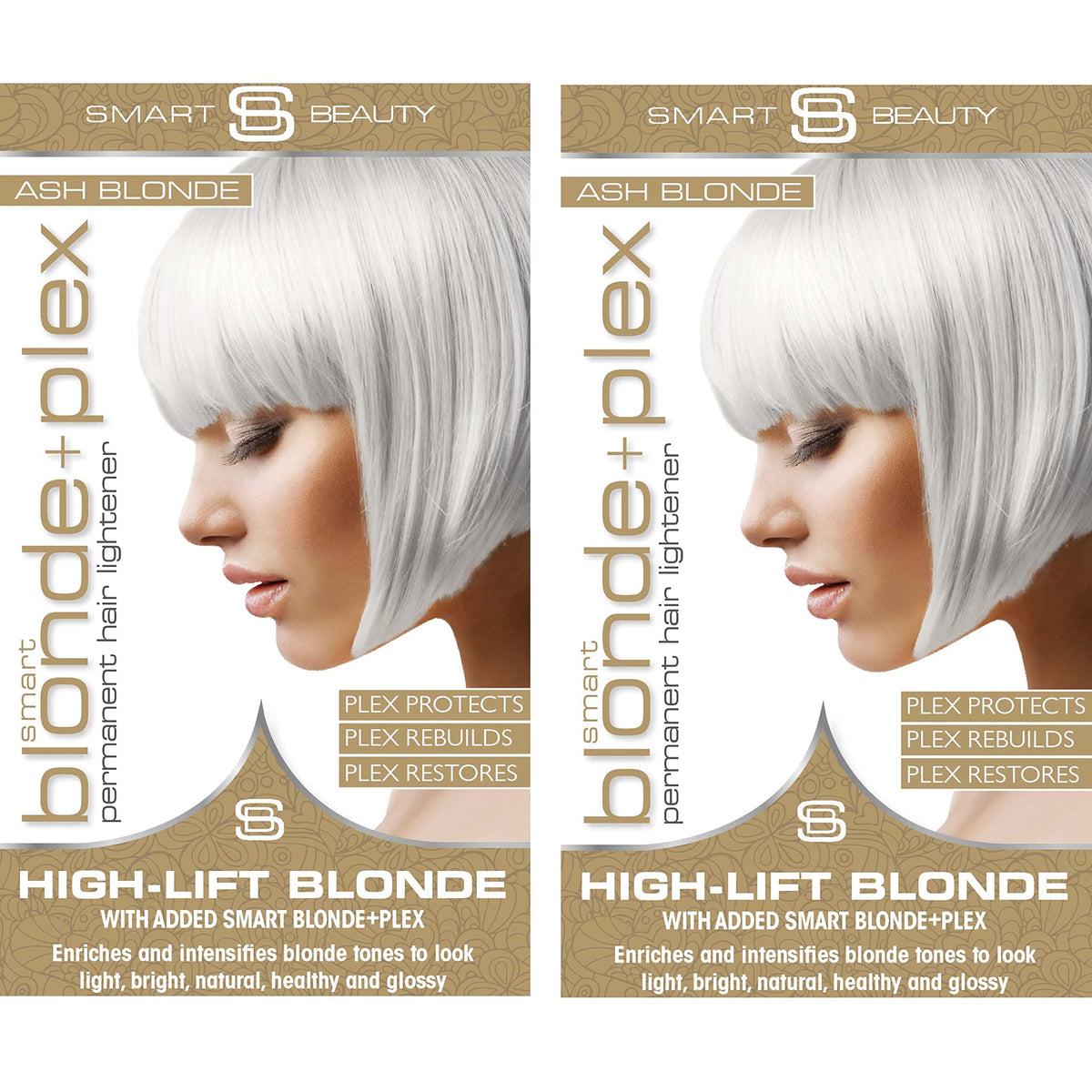 Ash Blonde Hair Dye with added Plex Hair Care Conditioner, Permanent Hair Colour with Cool Ash Hair Toner for Blonde Hair, Vegan Hair Dye, Cruelty-Free - Smart Beauty Hair Colour (Pack of 2)