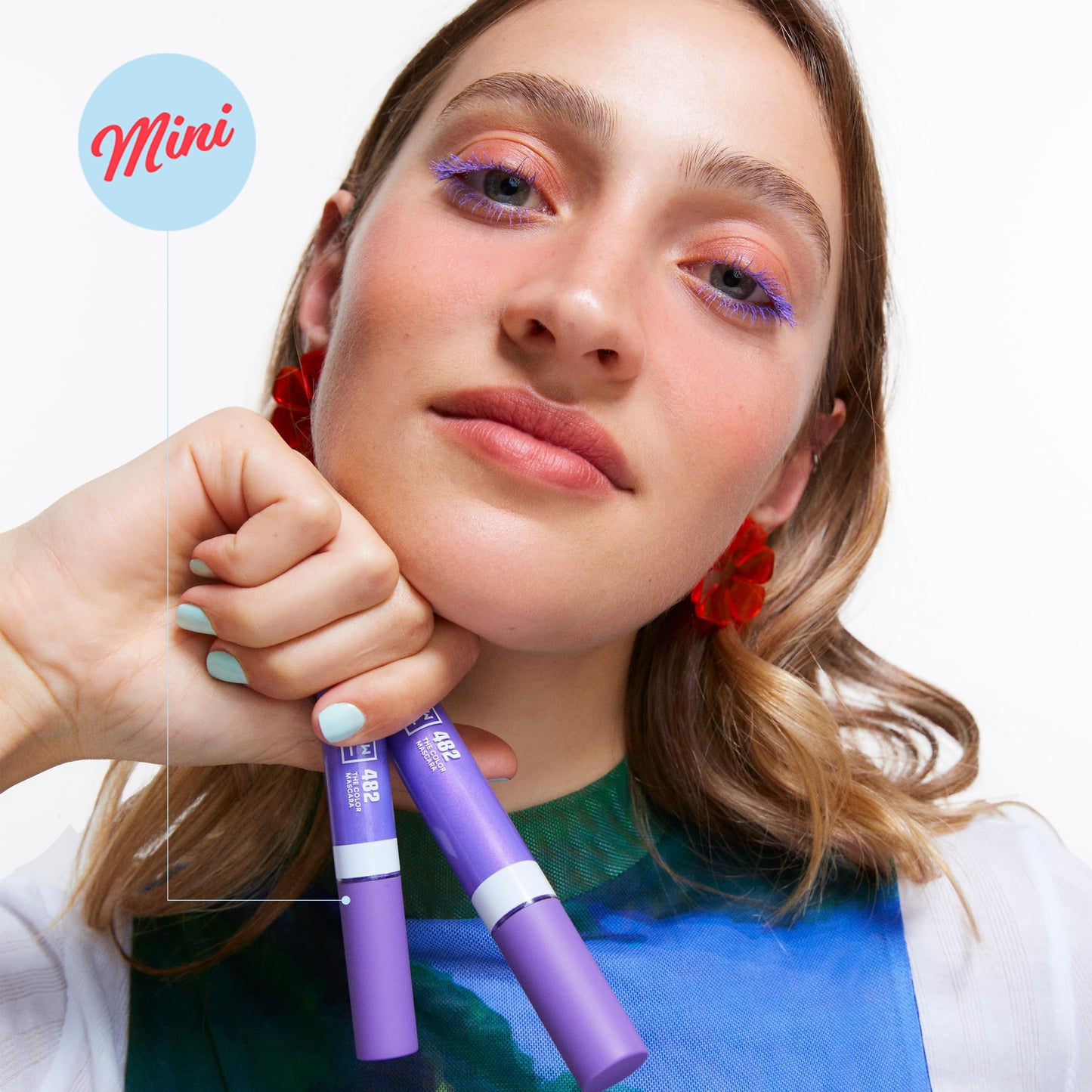 3INA MAKEUP - The Color Mascara 482 (Mini) - Purple Mascara w Vegetal Keratin - Volume and Lift Mascara - Travel Size Mascara