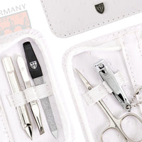 3 Swords Germany - manicure pedicure set kit - ostrich synthetic leather white