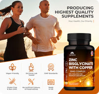 Zinc Bisglycinate 25mg with Copper, 6 Months Supply - Fully Chelated, Contributes Towards Immunity Support, Bones, Hair, Skin & Nails, Suitable for Vegans, Made in The UK