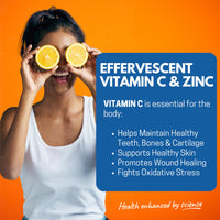 Effervescent Vitamin C 1000mg with Zinc 15mg, 20 Orange Flavoured Tablets, High Strength, Immune Support, Essential for Collagen Formation, Vegan, Made by Northumbria Health