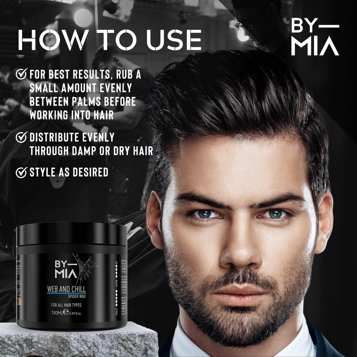 BY MIA Web and Chill Hair Wax 130 ml | Ultra Hold | Shine Look | Edge Control | Hair Wax for Men & Women