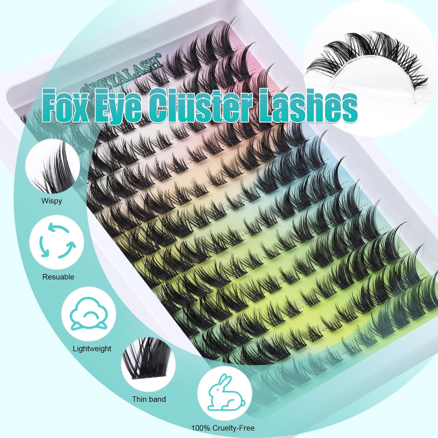Obeyalash Cat Eye Cluster Lashes C Curl Wispy Lash Clusters Natural Look 144pcs Eyelash Individuals Fox Eye Lashes Individual Cluster DIY Eyelash Extensions