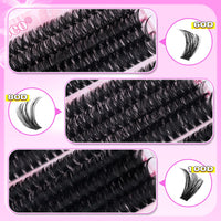 wiwoseo Individual Eyelashes Cluster Lashes Kit 60+80+100D 10-18MM