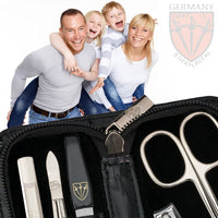 3 Swords Germany - brand quality 5 piece manicure pedicure grooming kit set for professional finger & toe nail care scissors clipper fashion leather case in gift box, Made by 3 Swords (521217)