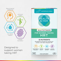 Health & Her Multivitamin for Women Taking Hormone Replacement Therapy (HRT) - Supplements for Women - Nutrition and Wellbeing Support - 1 Month Supply, 60 Capsules - Vegan & Gluten Free