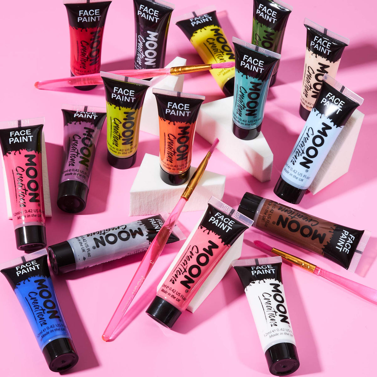 Moon Creations Face & Body Paint Tubes | White | 12ml | Ready to Use Face Paint | No Flake | Cruelty Free, Made in UK | Face Paint for Kids, Adults, Fancy Dress, Festivals, Halloween & More