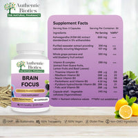 Authentic Biotics – 60 Ashwagandha Magnesium & B Complex Brain Nootropics Capsules, Multivitamins & Minerals, B Vitamins From 100% Plant Source, Natural Magnesium For Men & Women