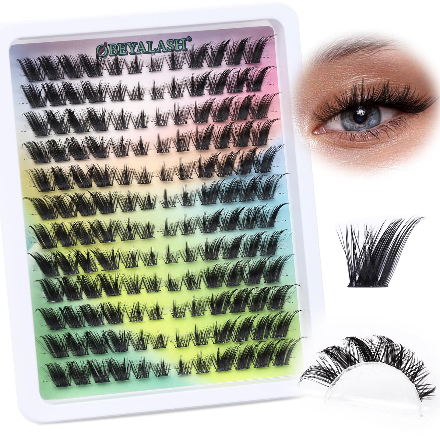 Obeyalash Cat Eye Cluster Lashes C Curl Wispy Lash Clusters Natural Look 144pcs Eyelash Individuals Fox Eye Lashes Individual Cluster DIY Eyelash Extensions