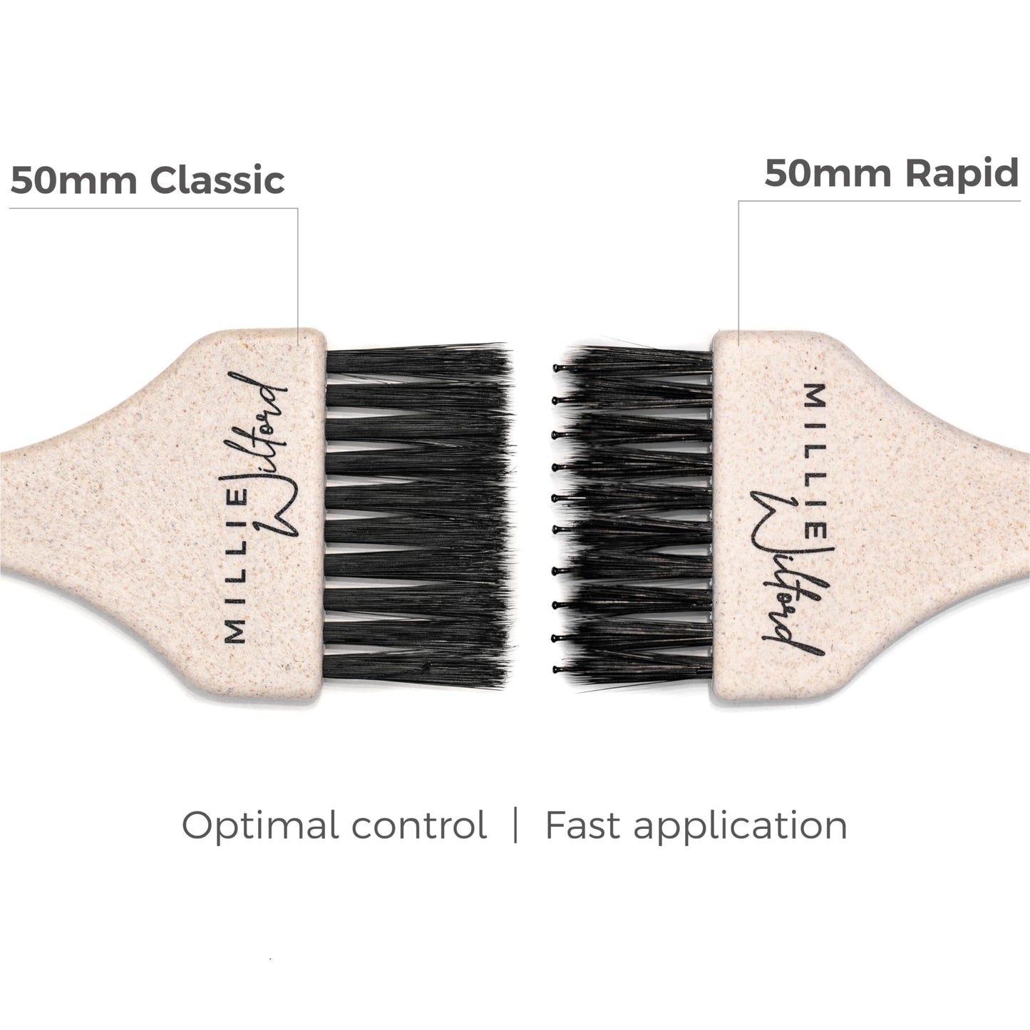 Millie Wilford, Wide Hair Dye Brush - Hair Colouring brush for Highlights, Tinting, bleaching and Root Touch-up at Home, Recycled Plant Fibre (50mm Rapid)