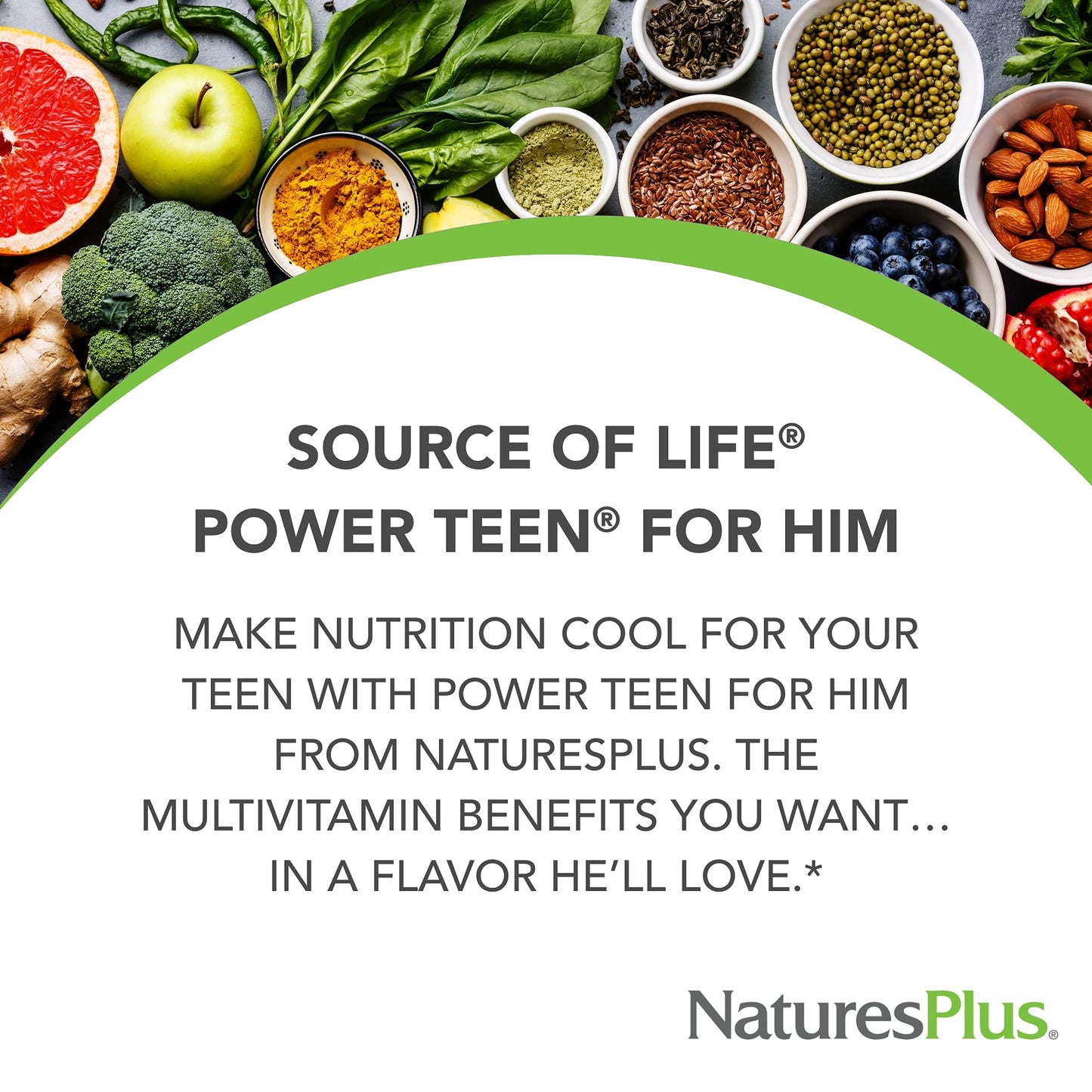 Nature's Plus NaturesPlus Power Teen for Him - Tasty Plant Based Chewable Multi Vitamins and Minerals for Teen Boys - Vegan, Gluten Free - 60 Wild Berry Flavour Tablets