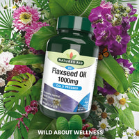 Natures Aid Flaxseed Oil 1000mg – High Strength Omega-3 Softgels – Supports Heart & Brain Function – Vegan, Non-GMO, Gluten-Free – Cold Pressed Essential Fatty Acids – 90 Capsules