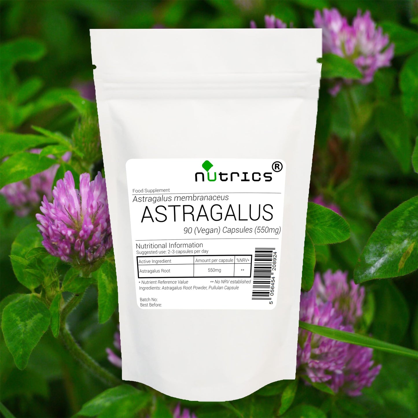 Nutrics® 550mg ASTRAGALUS ROOT 100% Pure x 90 V Capsules (1 Month Supply) huáng qí Milkvetch g - Suitable for Vegan Vegetarian Halal Kosher