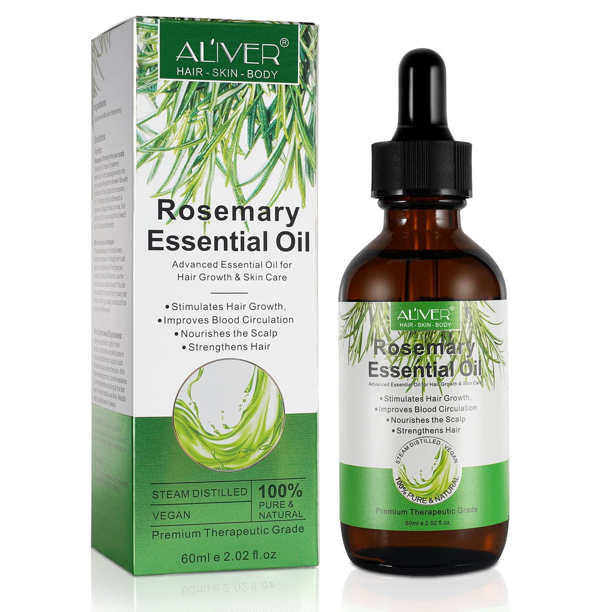Beyond Happy Rosemary Oil for Hair & Skincare, Vegan Oil Great For Scalpcare, 60ml Natural Hair Oil for Fuller Healthier Hair, Hydrate Your Skin and Face, For Men & Women (Rosemary Oil)