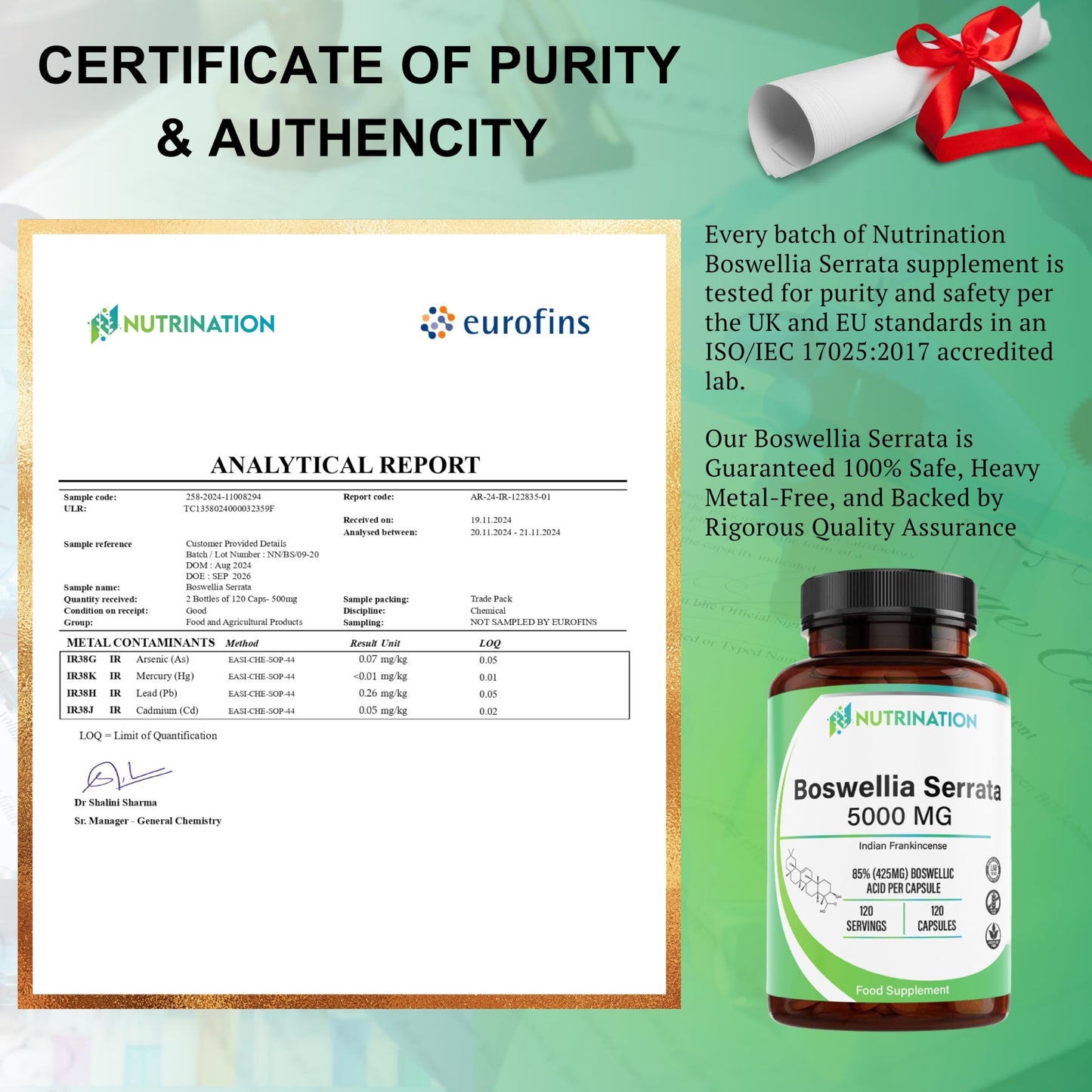 Boswellia Serrata Capsules 5000mg | Market-Leading Boswellic Acid 425mg Per Capsule | 4-Month Supply - 120 Capsules | Joint and Inflammation Support | Vegan, Non-GMO and Third-Party Lab Tested