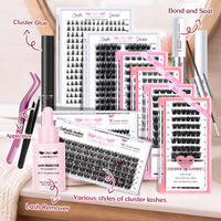 PRO LASHBEAUTY PRO Lash Clusters, 72 Pcs Individual Cluster Lashes 3D Effect DIY Lash Extension 8-16mm Eyelash Clusters Volume Wispy Lashes Super Thin Band Reusable Soft & Comfortable(Adore-3D Fluffy,D-8-16mix)