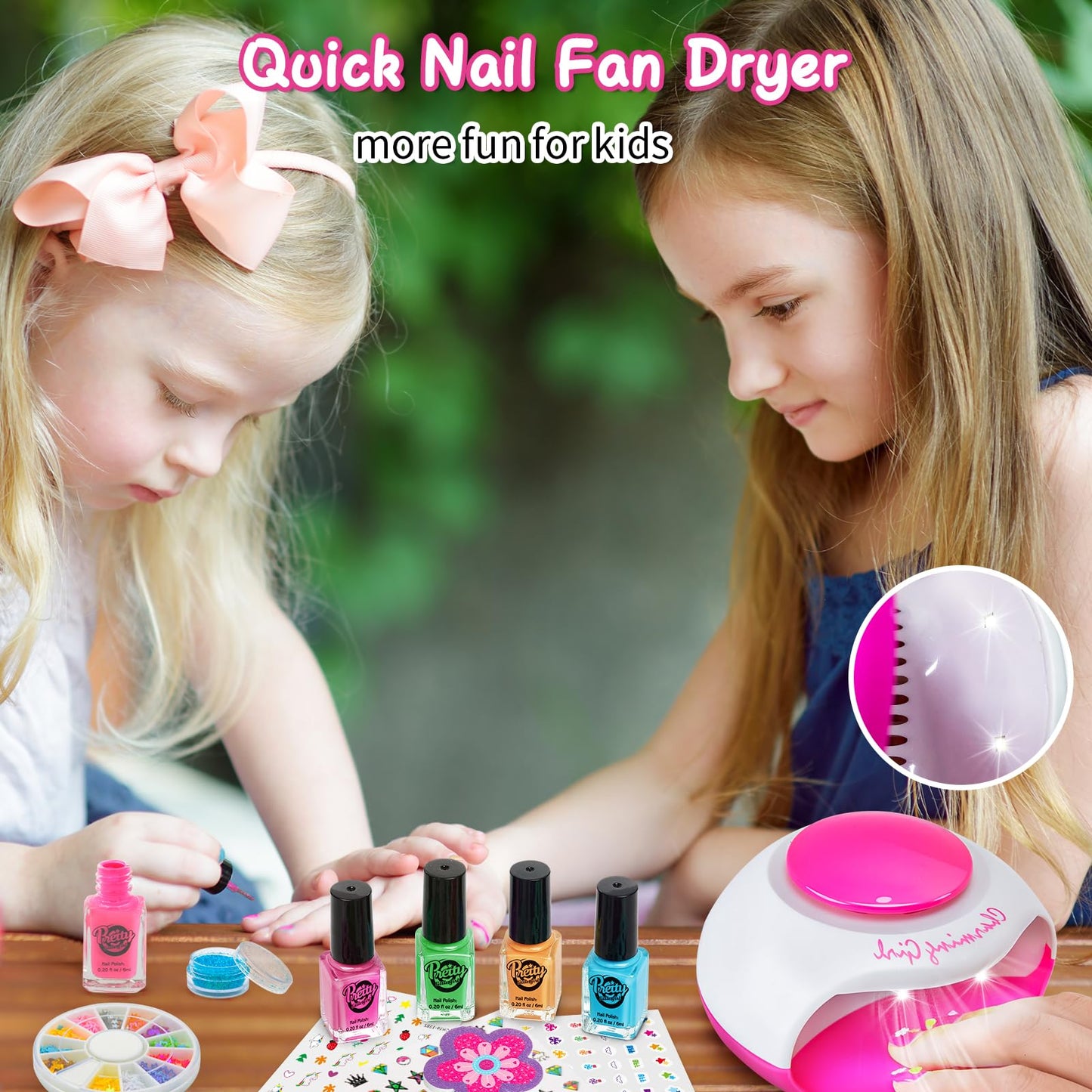 Dkinghome kids Nail Art Kit for Girls, Nail Polish Set Girls Toys Nail Varnish Sets Girl Gifts for Kids Birthday Presents Gifts for 6 7 8 9 10 11 12 years old Girl