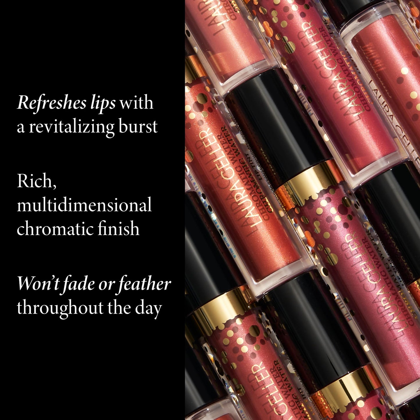Laura Geller Beauty LAURA GELLER Chromatic Water Lip Tint, Holographic Lip Color, Water-Based Formula to Hydrate Dry Lips, Ginger