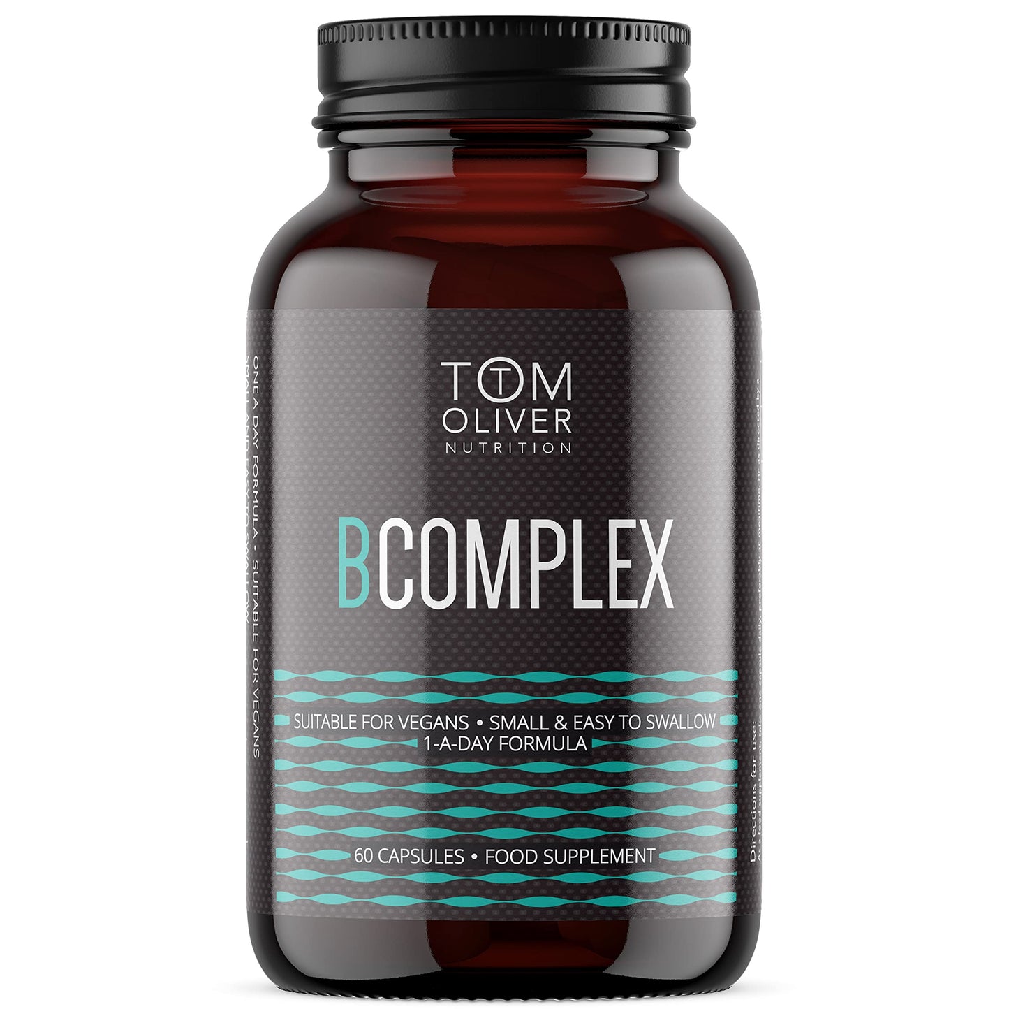 Tom Oliver Nutrition Vitamin B Complex | B Vitamins for Energy, Nervous & Hormone Support | Vitamins B1, B2, B3, B5, B6, B12, C & Biotin | Suitable for Vegetarians and Vegans, 60 count