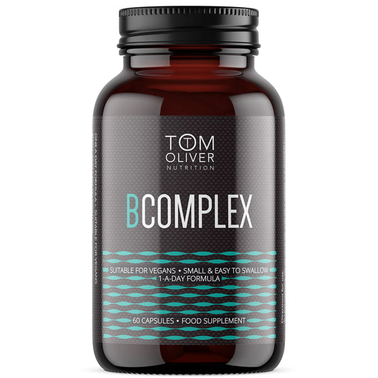Tom Oliver Nutrition Vitamin B Complex | B Vitamins for Energy, Nervous & Hormone Support | Vitamins B1, B2, B3, B5, B6, B12, C & Biotin | Suitable for Vegetarians and Vegans, 60 count