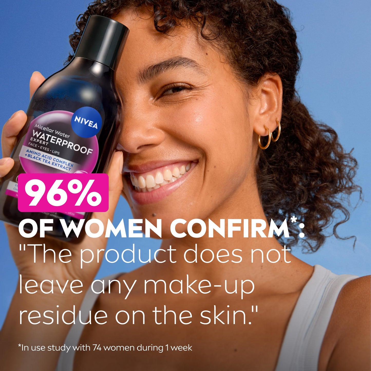 NIVEA Waterproof Expert Micellar Water (400ml), Effective yet Gentle Makeup Remover, Micellar Skin Cleanser with Amino Acid Complex and Black Tea Extract
