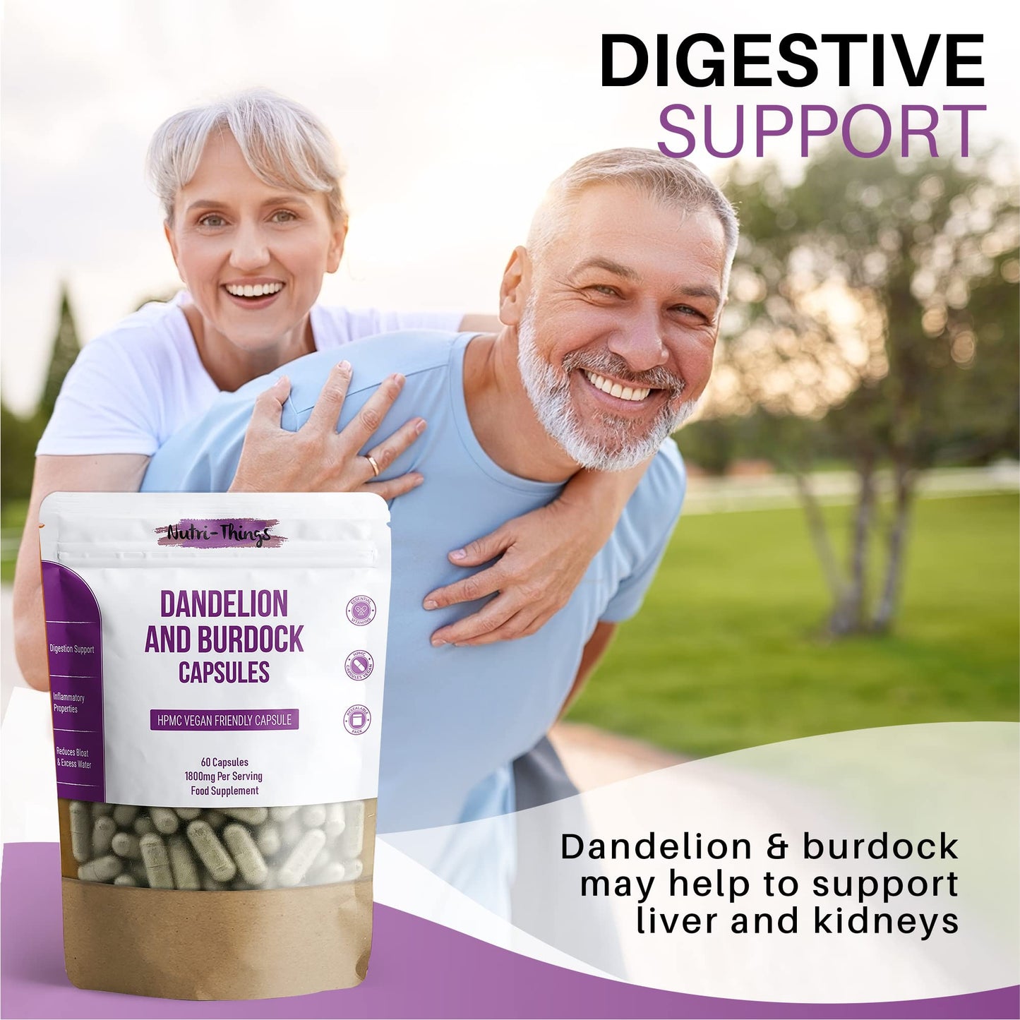 Dandelion and Burdock Root Capsules | 1800mg Per Serving | 60 Capsules