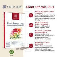 Healthspan Plant Sterols Plus (28 Day Supply) | 2400 mg Plant sterols with Oli-Ola Olive Extract | Supports Normal Cholesterol Levels | Added Potassium & Vitamins B1 & B3