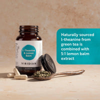 Viridian - L-Theanine and Lemon Balm 90 Veg Caps | 300mg Lemon Balm Extract & 200mg L-Theanine | Supports Cognitive Function | 100% Active Ingredients with No Fillers or Artificial Additives