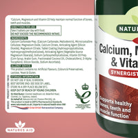 Natures Aid Calcium Magnesium and D3, Helps Maintain Normal Bones, Teeth and Muscle Function, Vegan, 90 Tablets