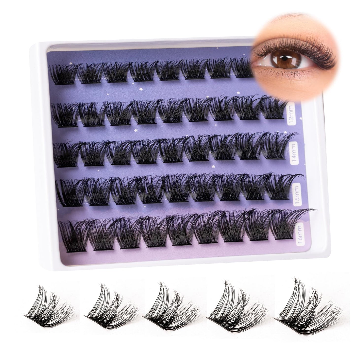 ocean pearl Individual Lashes Cluster Lashes D Curl 45 Clusters DIY False Eyelashes Individual Reusable Soft Natural Easy Fan Russian Lashes Eyelash Extensions Clear Glue 10-16mm