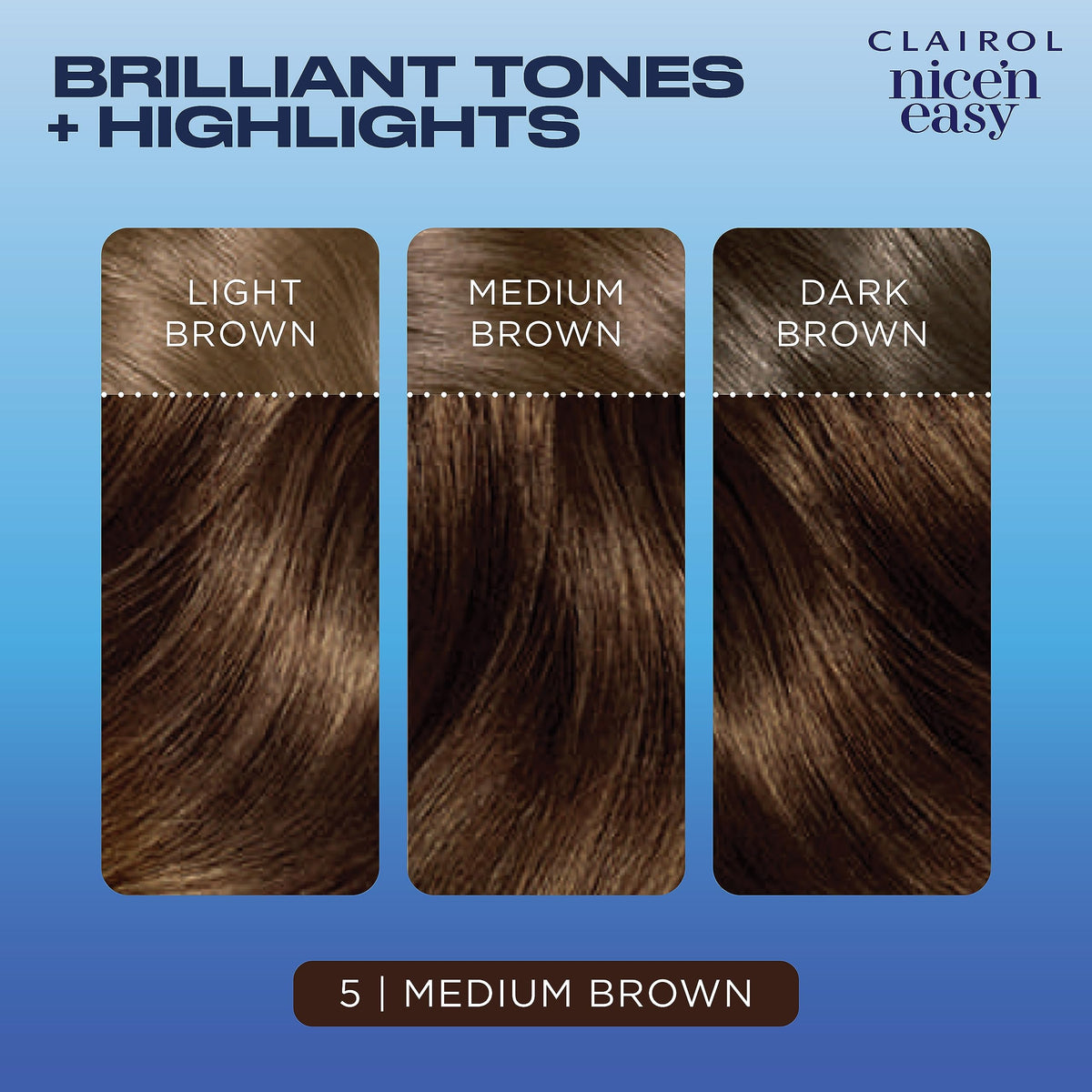 Clairol Nice'n Easy Crème, Natural Looking Oil Infused Permanent Hair Dye, 5 Medium Brown