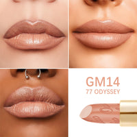 OULAC Glow Metallic Shine Lipstick, Nude High Impact Lipcolor, Lightweight Soft and Ultra Hydrating, Long Lasting, Vegan & Cruelty-Free, Full Coverage Lip Color 4.3 g/0.15 GM14 77 Odyssey
